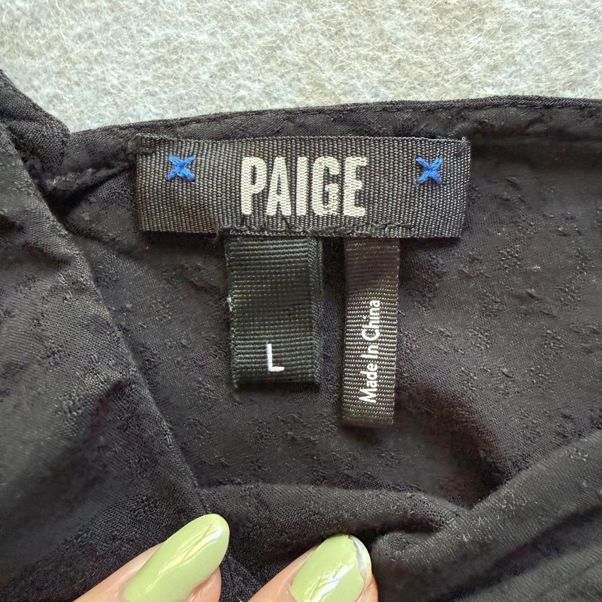 PAIGE Black Ruffle V Neck Peplum Sleeveless Blouse Women's Large Flawed