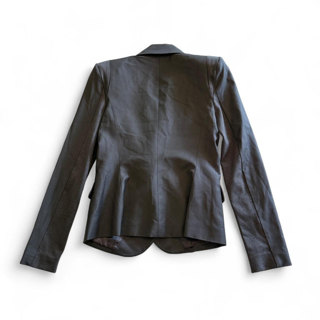 BCBGMAXAZRIA Gray Blazer Shoulder Pads Dramatic Silhouette