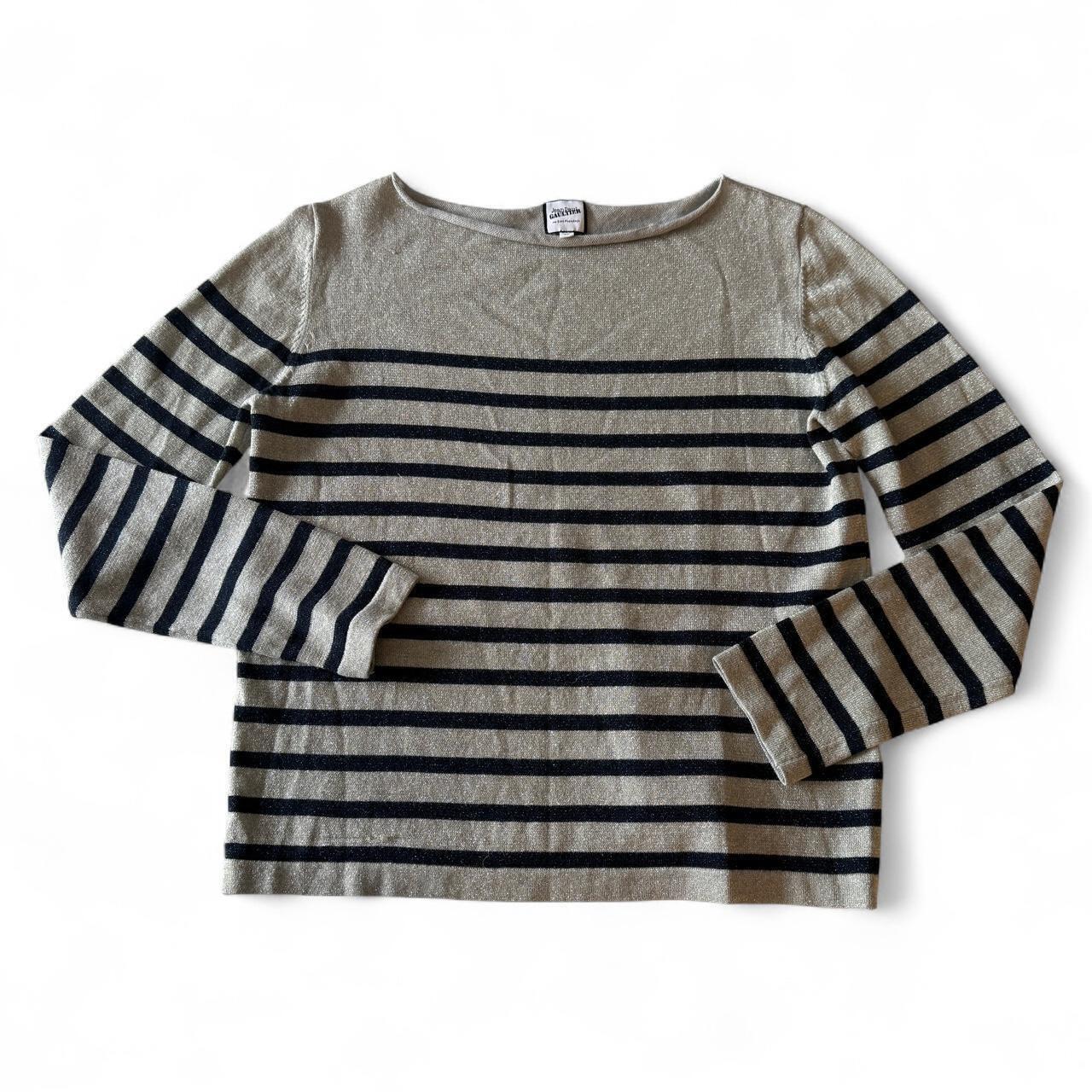 Jean Paul Gaultier Striped Sparkly Knit Lightweight Sweater Excellent Condition