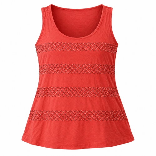 Banana Republic peach embellished sleeveless tank front view