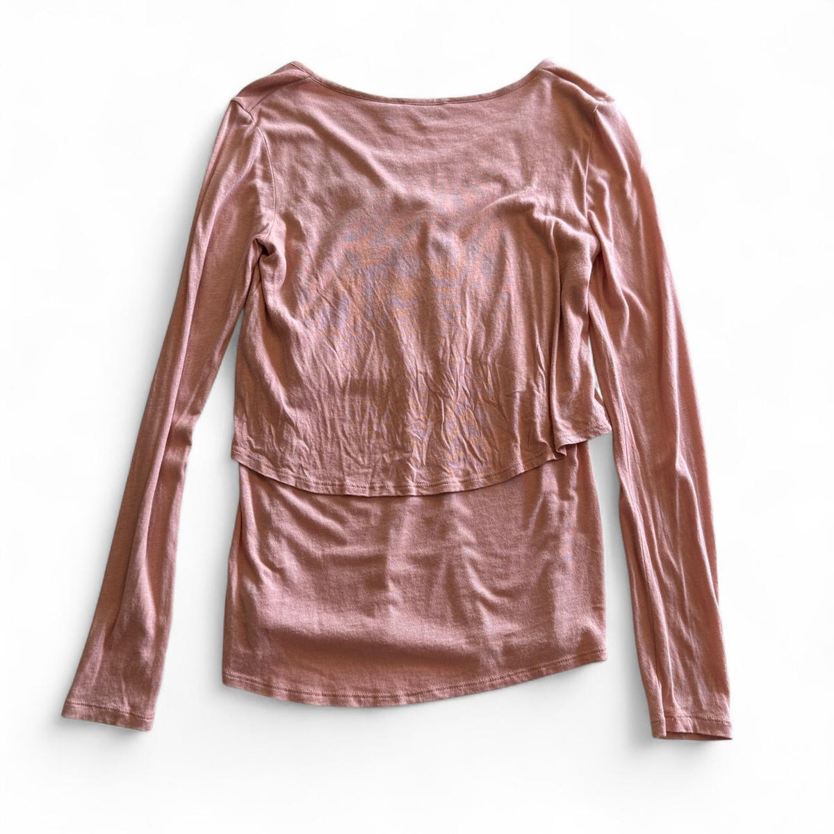 Theory Chevak Pink Ruffled Layered Long Sleeve T-Shirt
