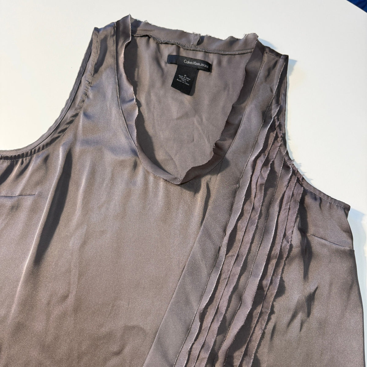 Calvin Klein Jeans Coquette Ruffled Detail Silky Sleeveless Tank Back to School