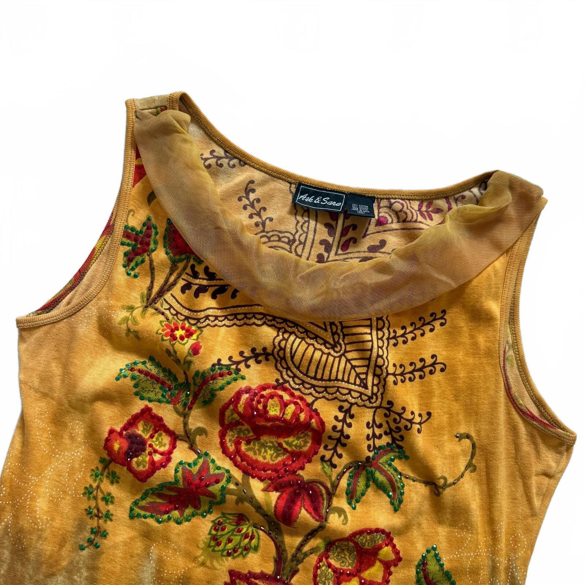 thriftalina Ash & Sara Y2K Boho Floral Whimsical Practical Magic Layered Sleeveless Blouse