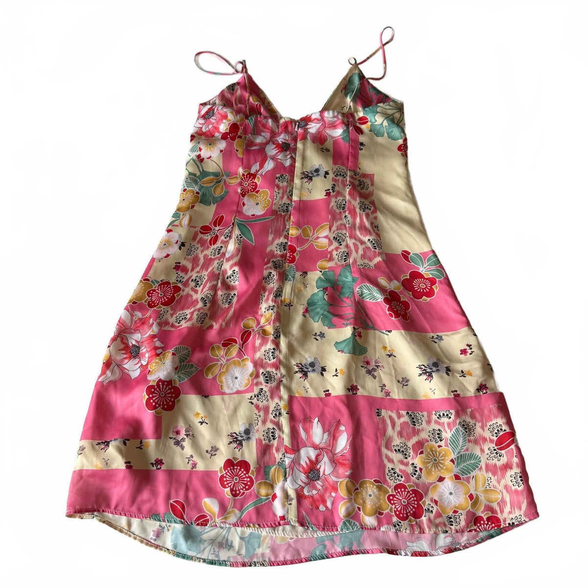 Zara Women's Silky Patchwork Floral Mini Dress Tie Detail Women's XS