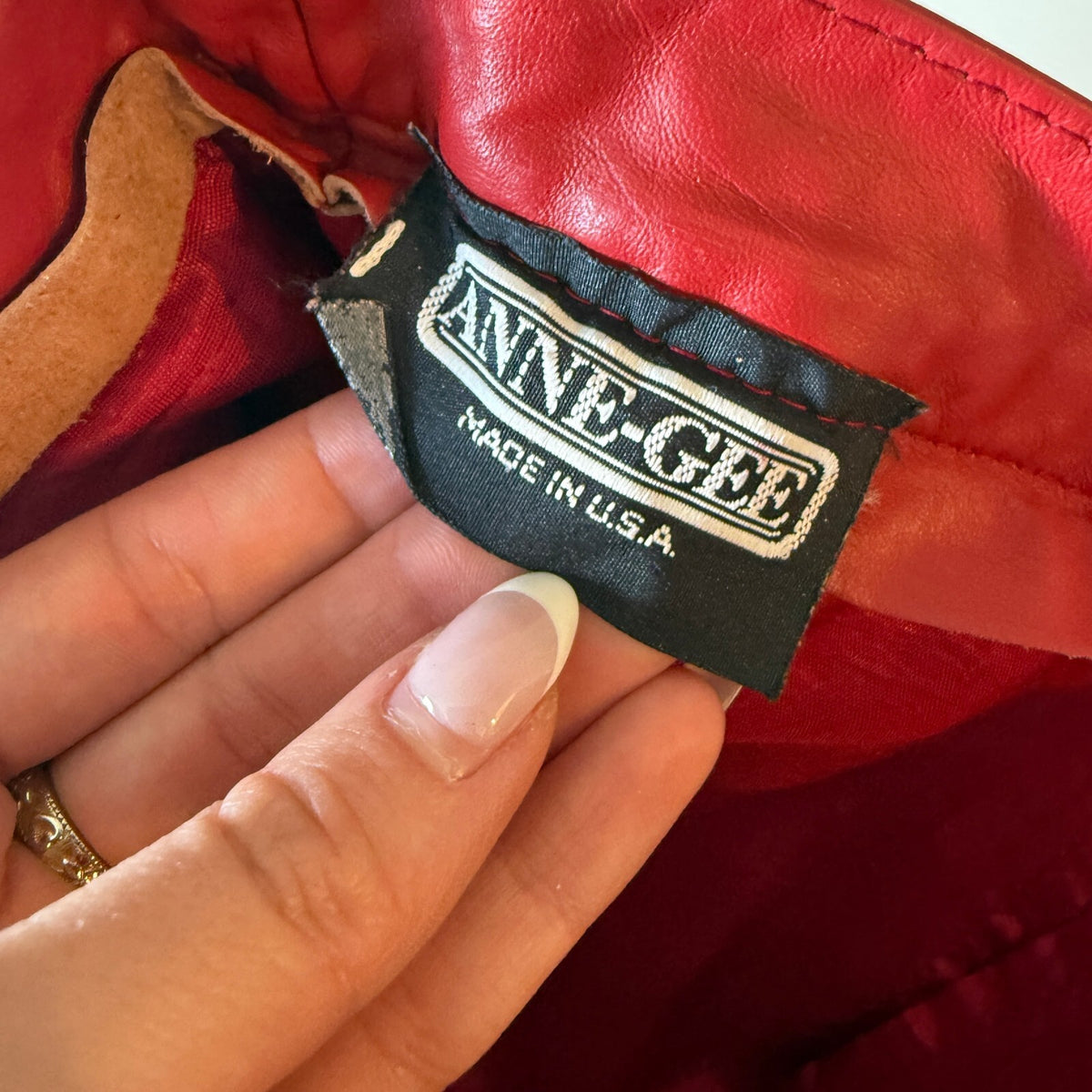 Vintage Anne-Gee Red Leather A-Line Mini Skirt Genuine Leather USA Made