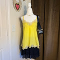 Express Silk Cami Top Bella Swan Banana Yellow Lace Trim Y2K Fairycore Sz Small