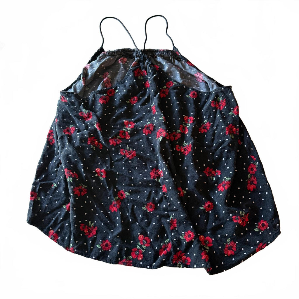 No Boundaries Sz 3X Black Floral Polka Dot Layered Cami Coquette Girly Flowy