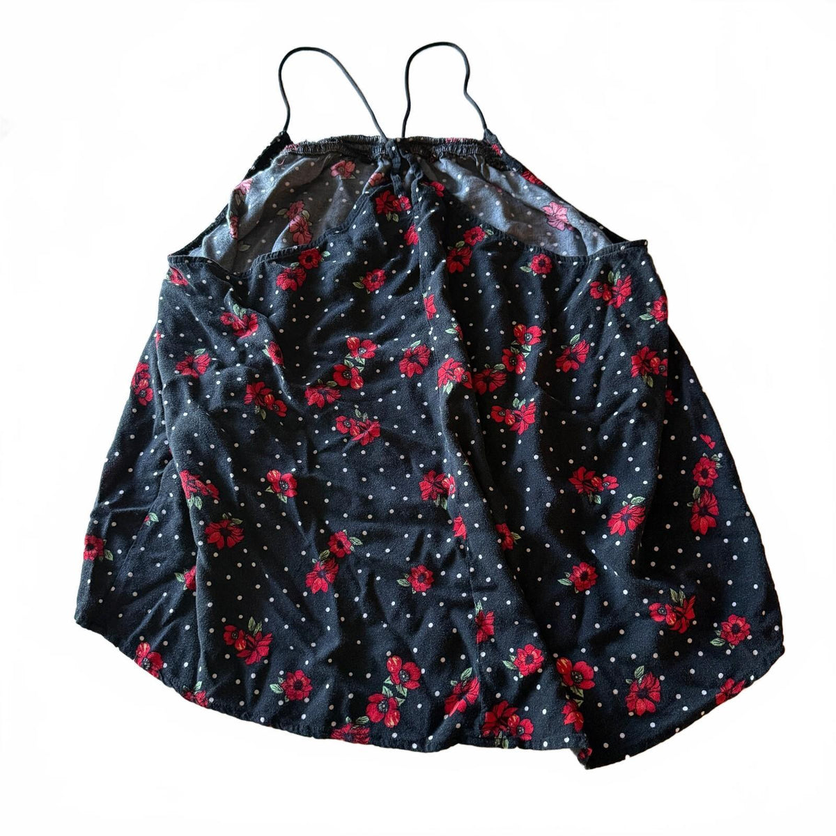 No Boundaries Sz 3X Black Floral Polka Dot Layered Cami Coquette Girly Flowy