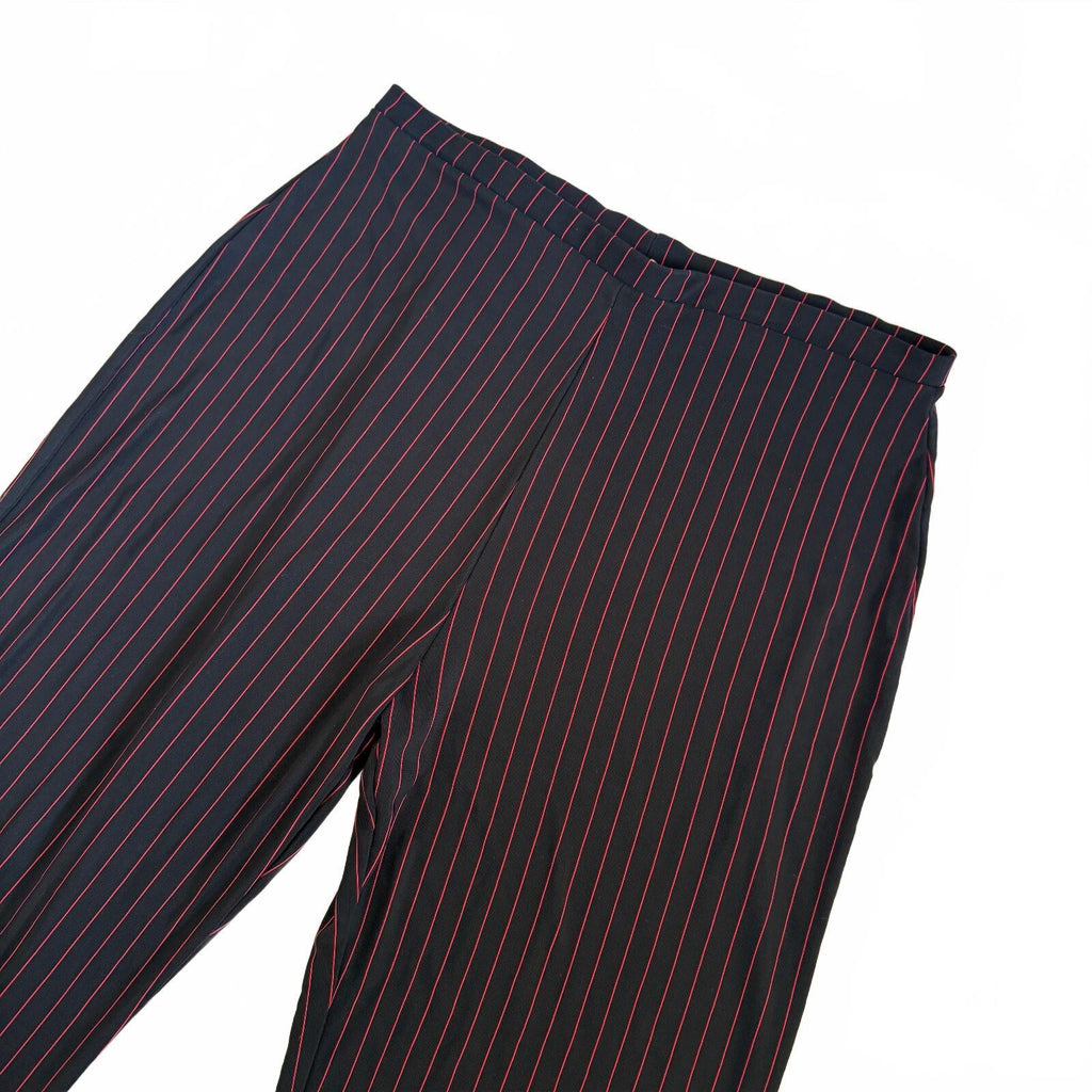 KC Stevens Women's XL Black Pants with Red Pinstripes Stretch Waistband