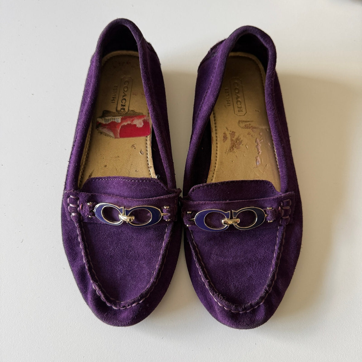 Coach Fortunata Purple Suede Turnlock Driving Loafers Moccasins Preppy Y2K Sz 5