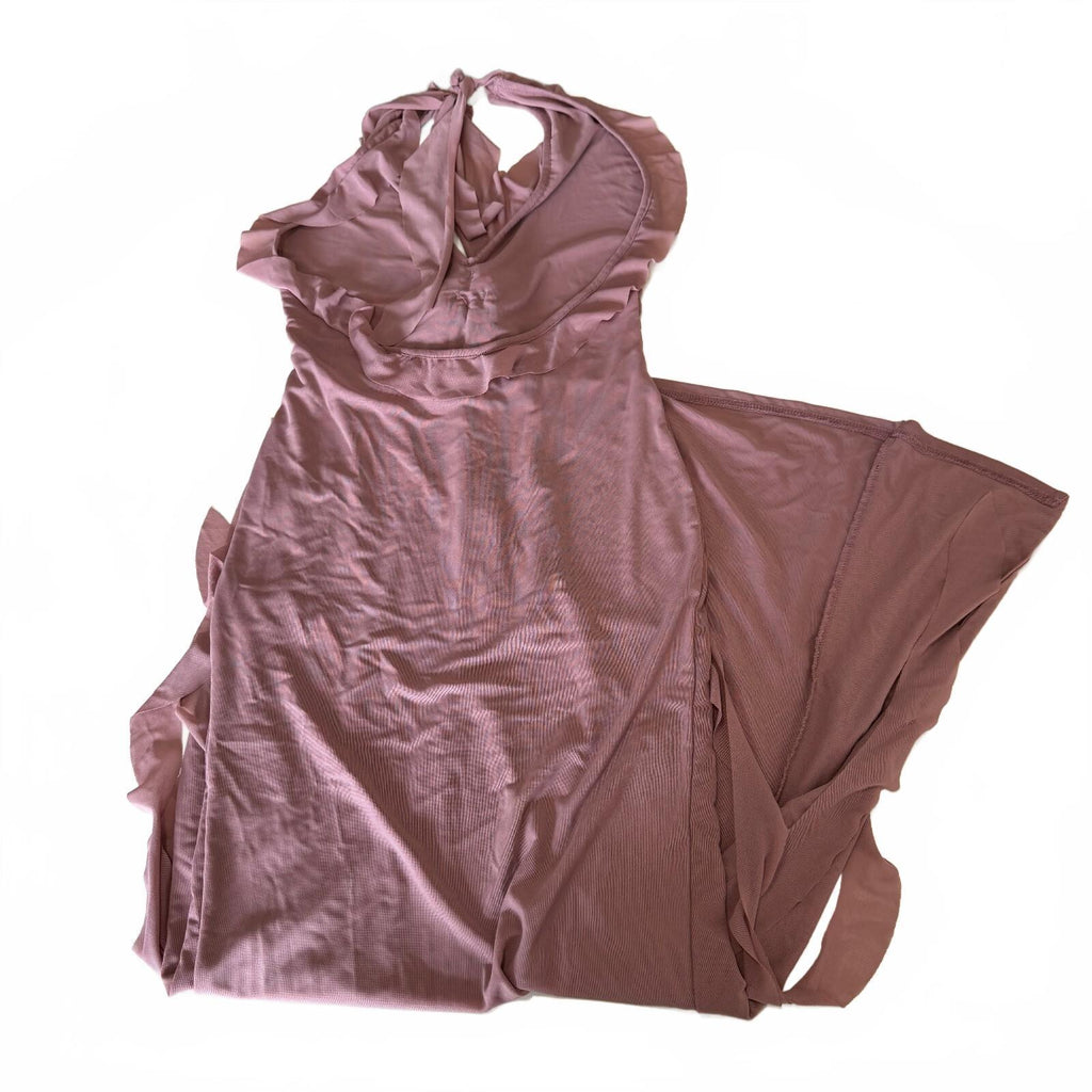 Murci Soft Romantic Ruffled Formal Dress with Floral Accent Women's 8