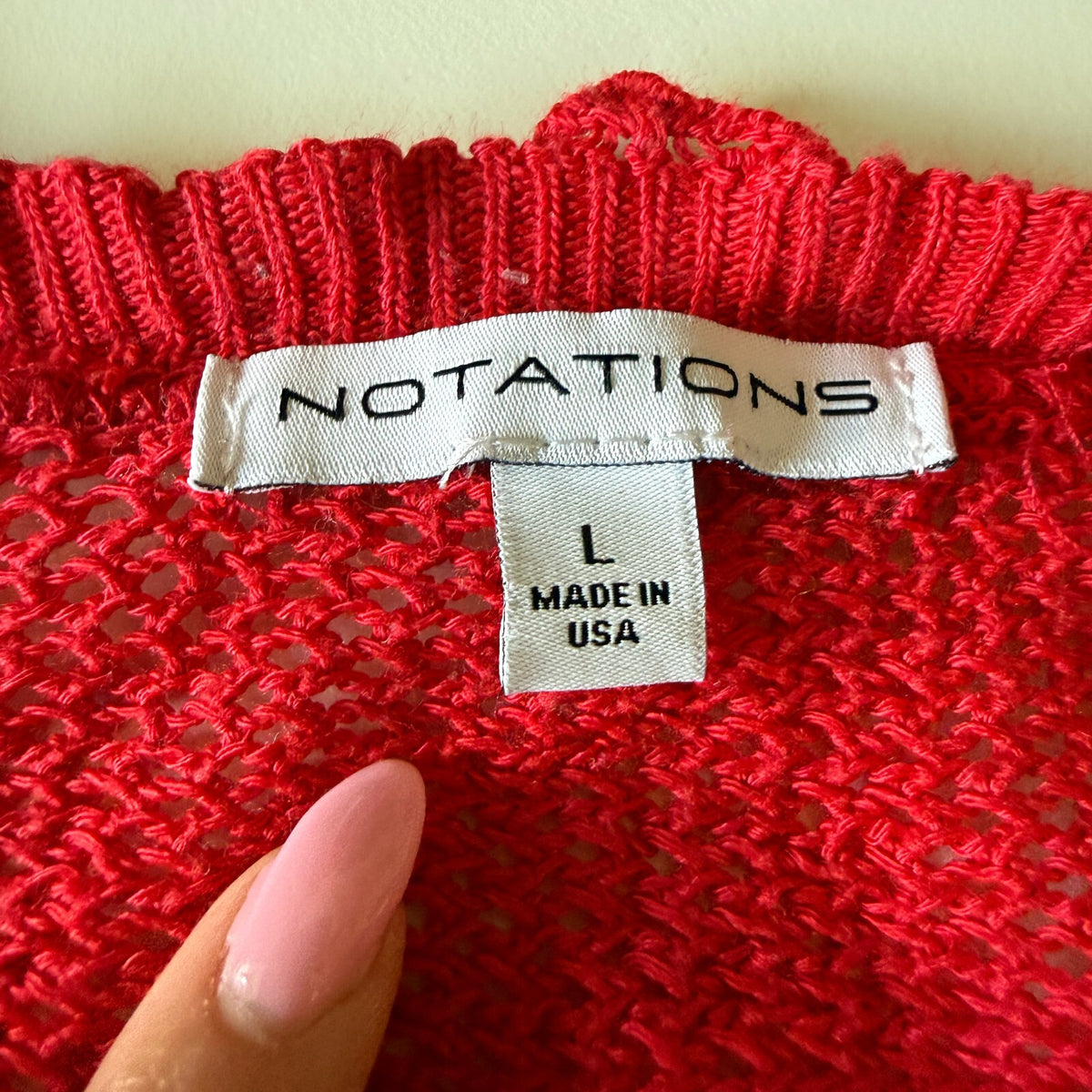Notations Red Crochet Knit Bolero Shrug Cardigan Boho Fairycore Grandmacore L