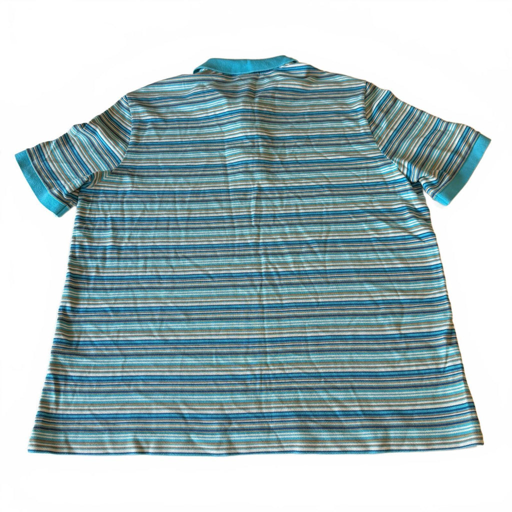 Lacoste Mens XXL Size 7 Striped Polo Shirt Blue Aqua Cotton Preppy Golf