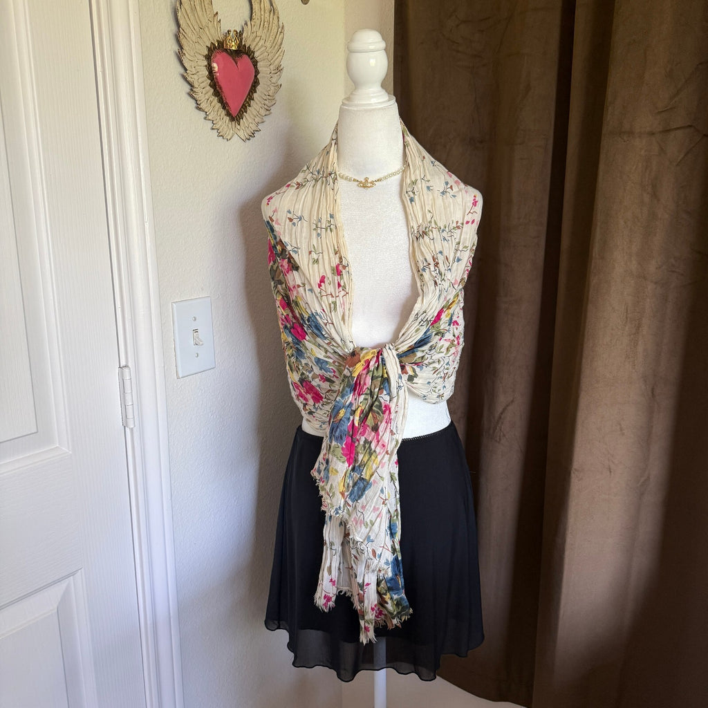 Floral Print Convertible Scarf Top in Lightweight Fabric
