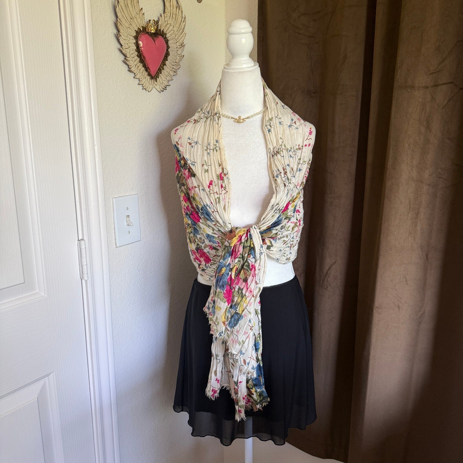 Floral Print Convertible Scarf Top in Lightweight Fabric