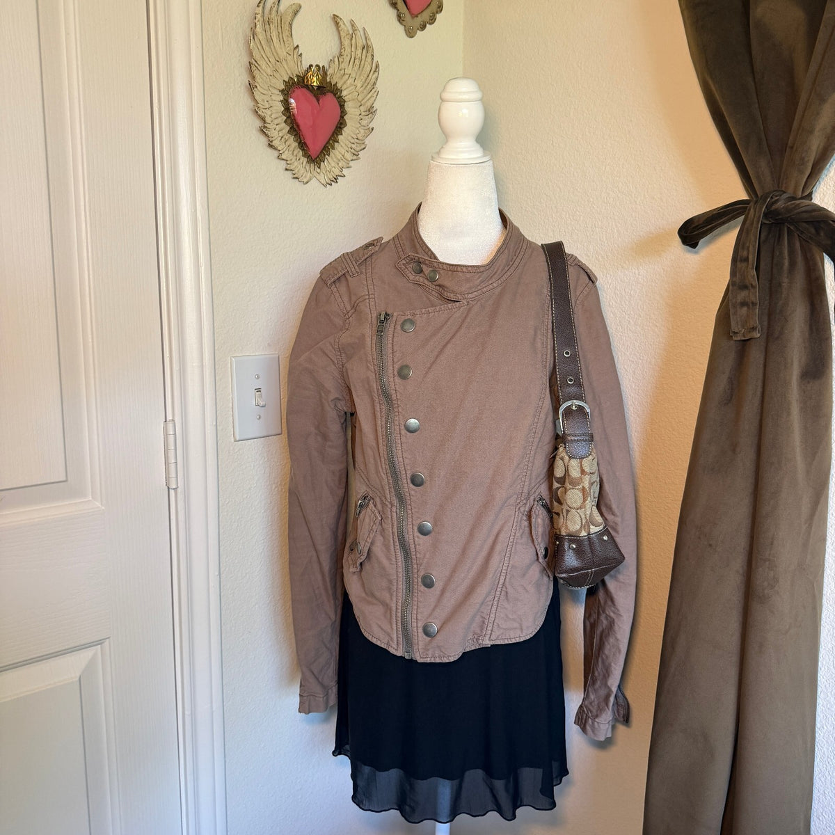 UO Urban Outfitters 100% Cotton Moto Layering Jacket Fall Cozy Boho Chic Zipper