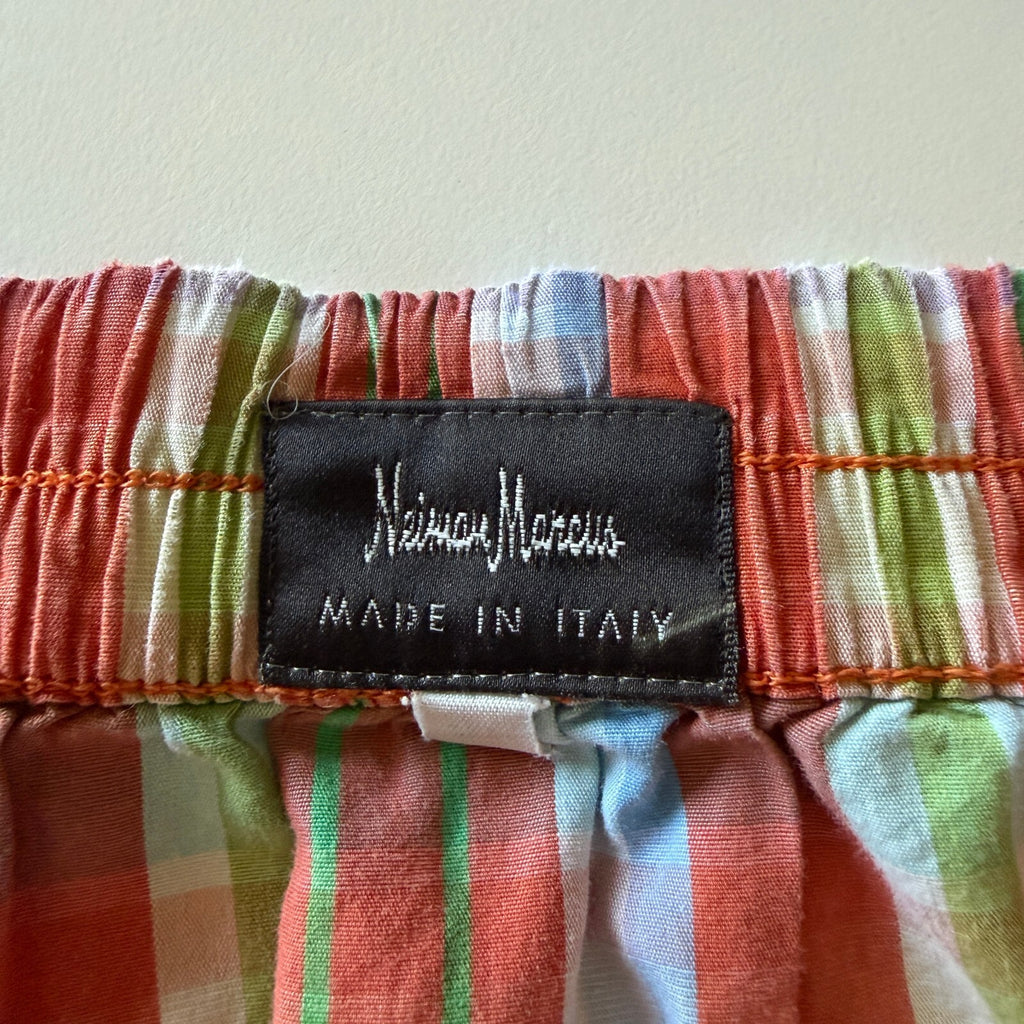 Vintage Neiman Marcus Men's Plaid Madras Shorts Made in Italy Preppy Euro Sz M
