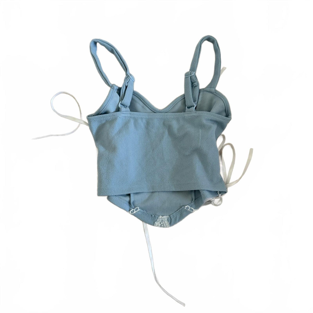 Blue Lace-Up Corset Style Crop Top with Adjustable Straps