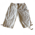Gloria Vanderbilt Cream Cargo Capri Pants Embroidered Tie Hem Boho Y2K Sz 10