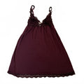 Eberjey Burgundy Lace Trim Chemise Mini Babydoll Nightgown, Size Small Coquette
