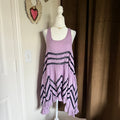 Intimately Free People Medium Purple Polka Dot Dress with Black Zigzag Stripe