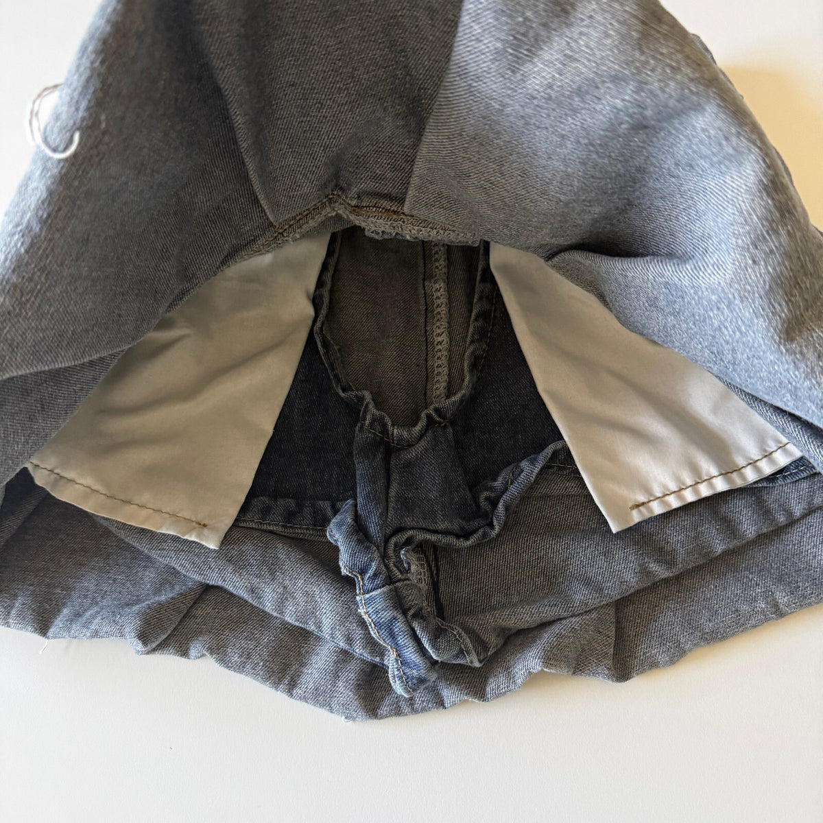 Goldtrans Denim Pleated Mini Skort Raw Frayed Hem Grunge Y2K Low Rise