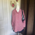 Valerie Stevens II Women's Red and White Vertical Stripe Silk Blouse Size 18W