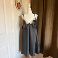 Gilligan & O'Malley Luxe Black Pinstripe Satin Nightgown Slip Sz XXL Coquette