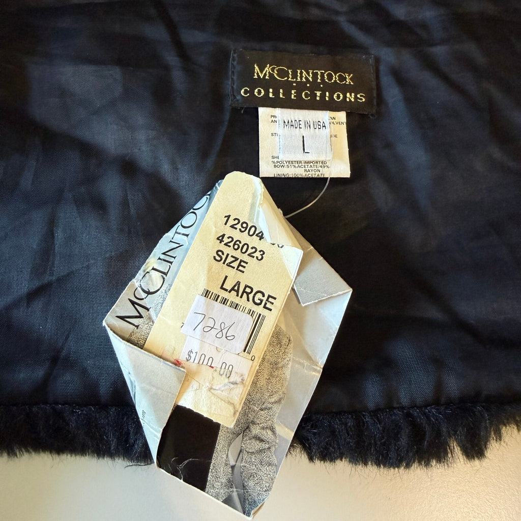 NWT Vintage McClintock Collections Faux Fur Stole Satin Bow Capelet Layering