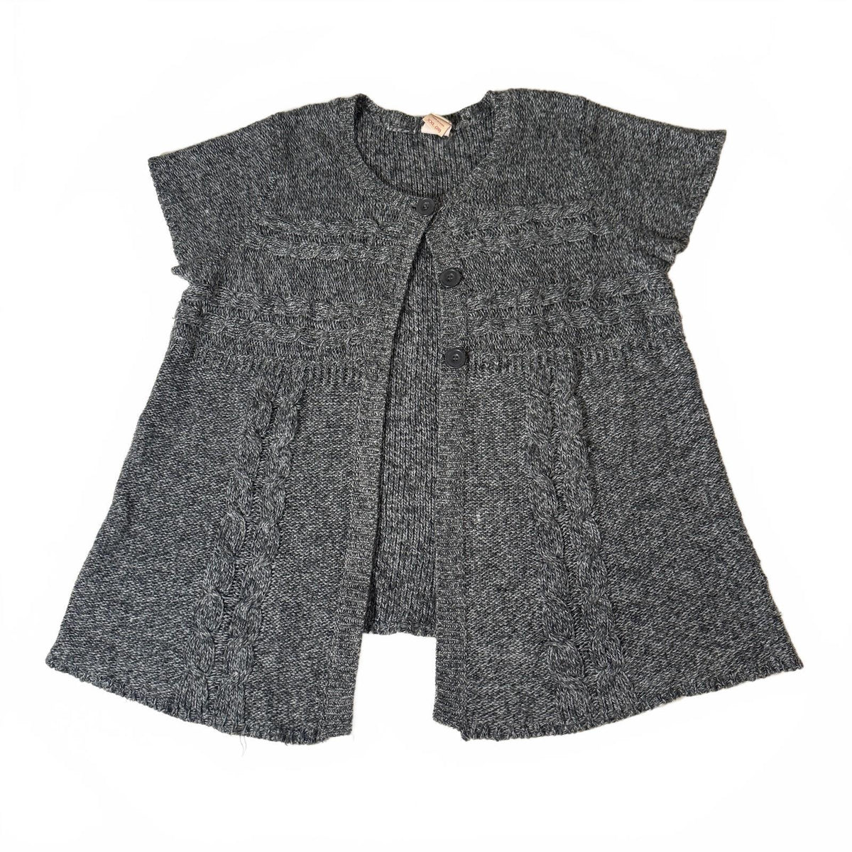 Faded Glory Button Detail Gray Knit Cardigan Sweater Mini Dress/Tunic Fall Cozy