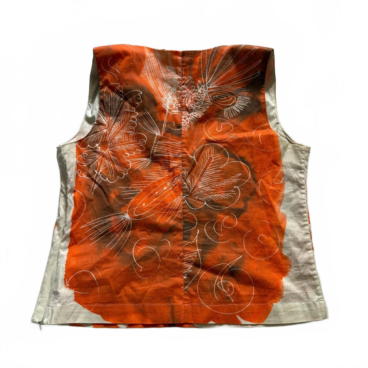 thriftalina Piazza Sempione Italy Floral Abstract Graphic Sleeveless Tie Detail Blouse