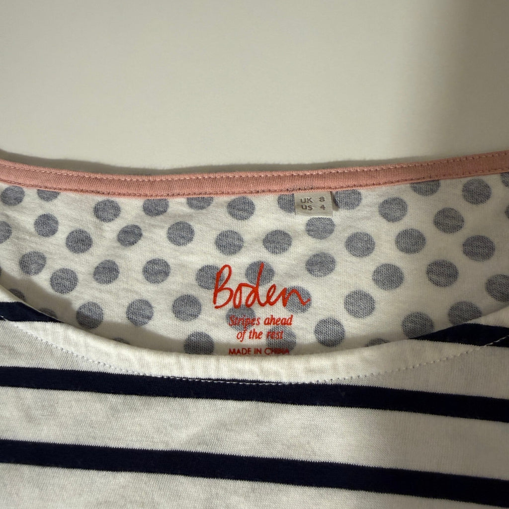 Boden Long Sleeve Striped Women's T-Shirt Preppy Coastal Fishermen Quiet Luxe