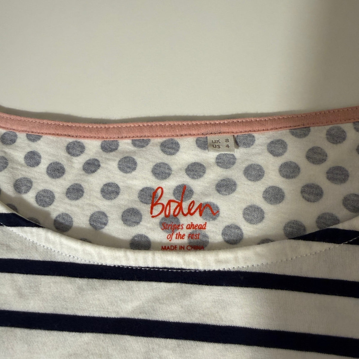 Boden Long Sleeve Striped Women's T-Shirt Preppy Coastal Fishermen Quiet Luxe