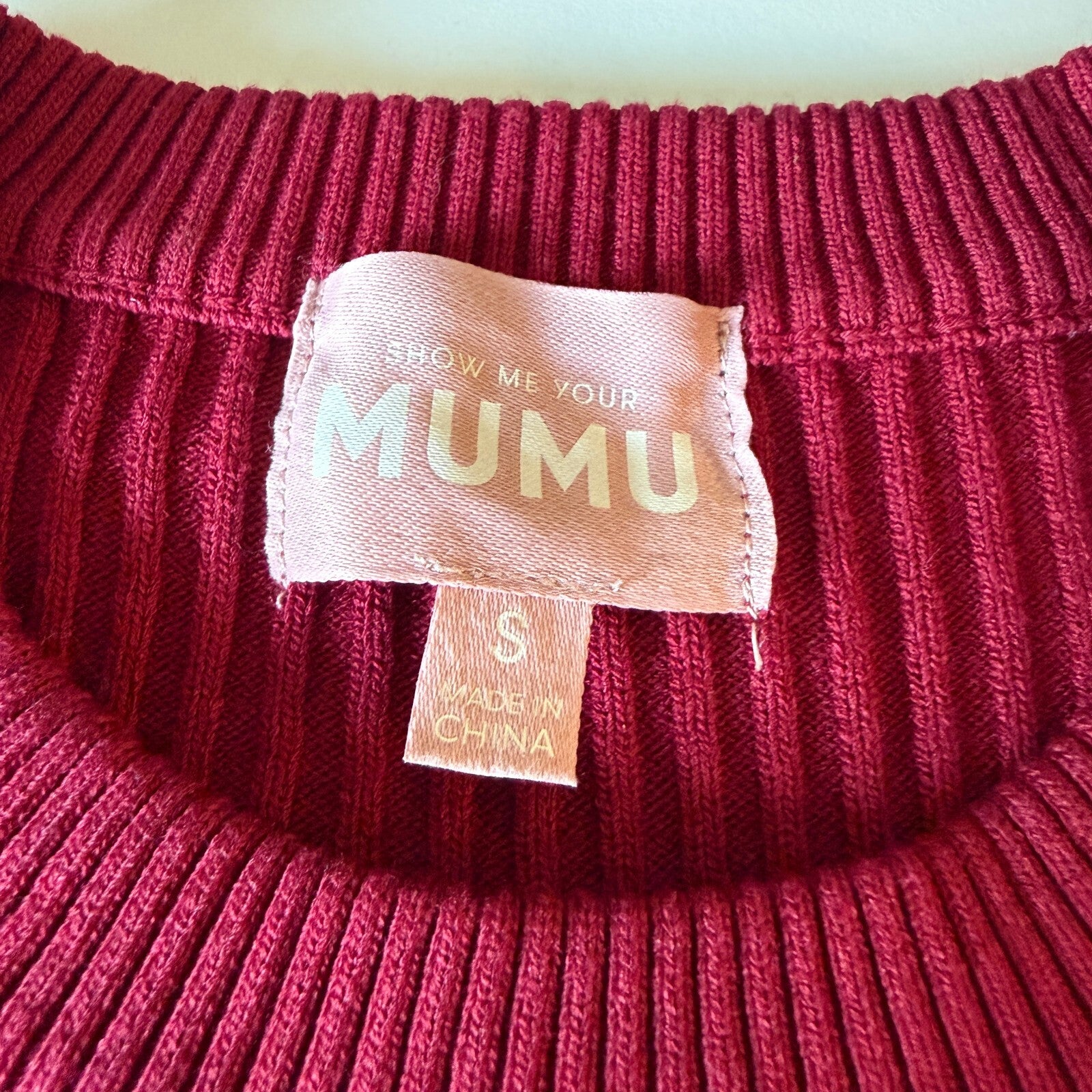 Show Me Your MuMu Fran Cranberry Mini Dress with Faux Fur Cuffs Sz Small