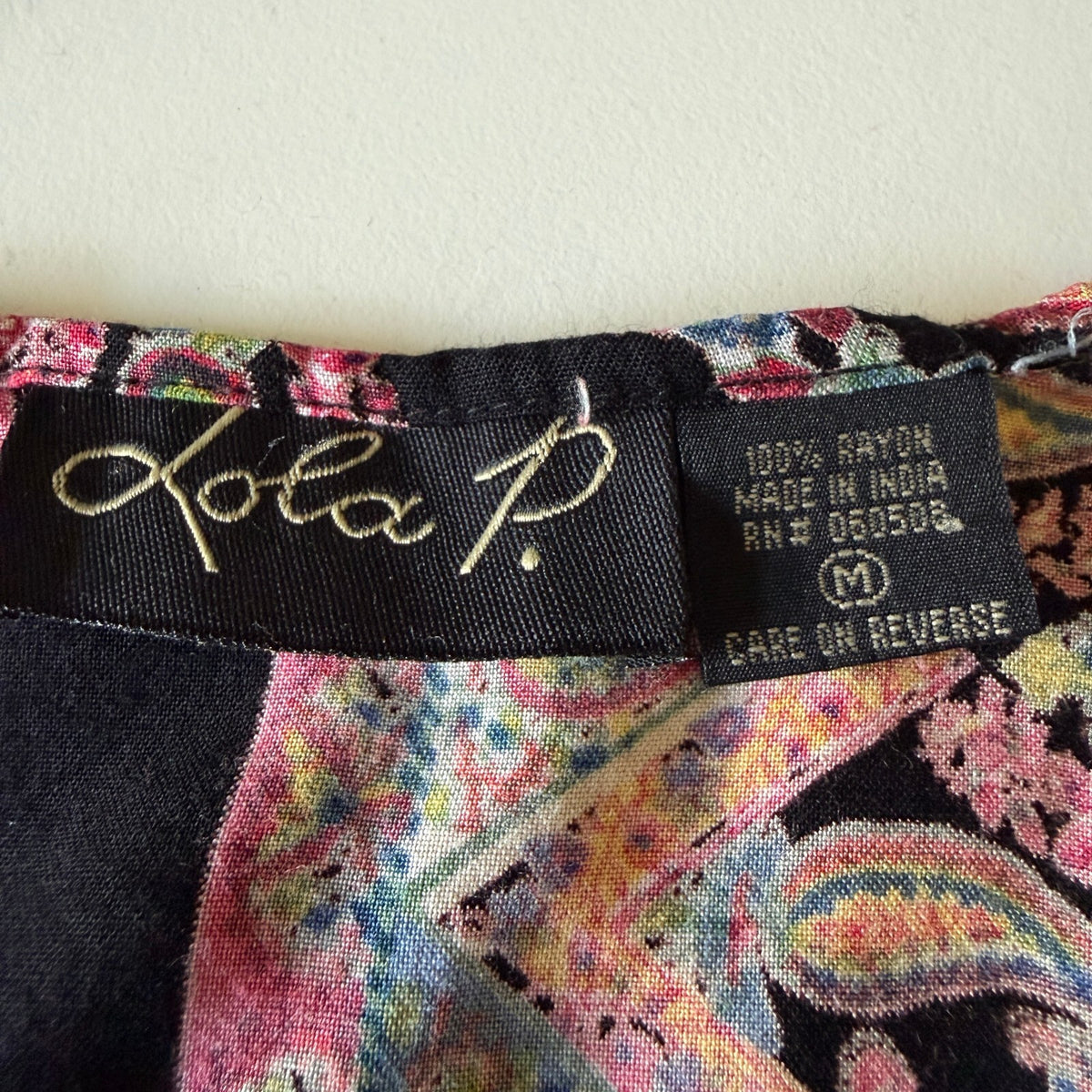 Lola P Black Paisley Print Kimono Butterfly Sleeve Boho Fairycore Whimsical Sz M