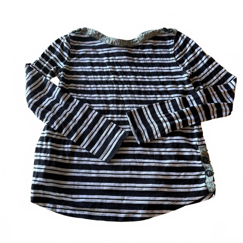 Anthropologie Postmark Sz S Striped Button Trim Boho Twee Top Coastal Grandma