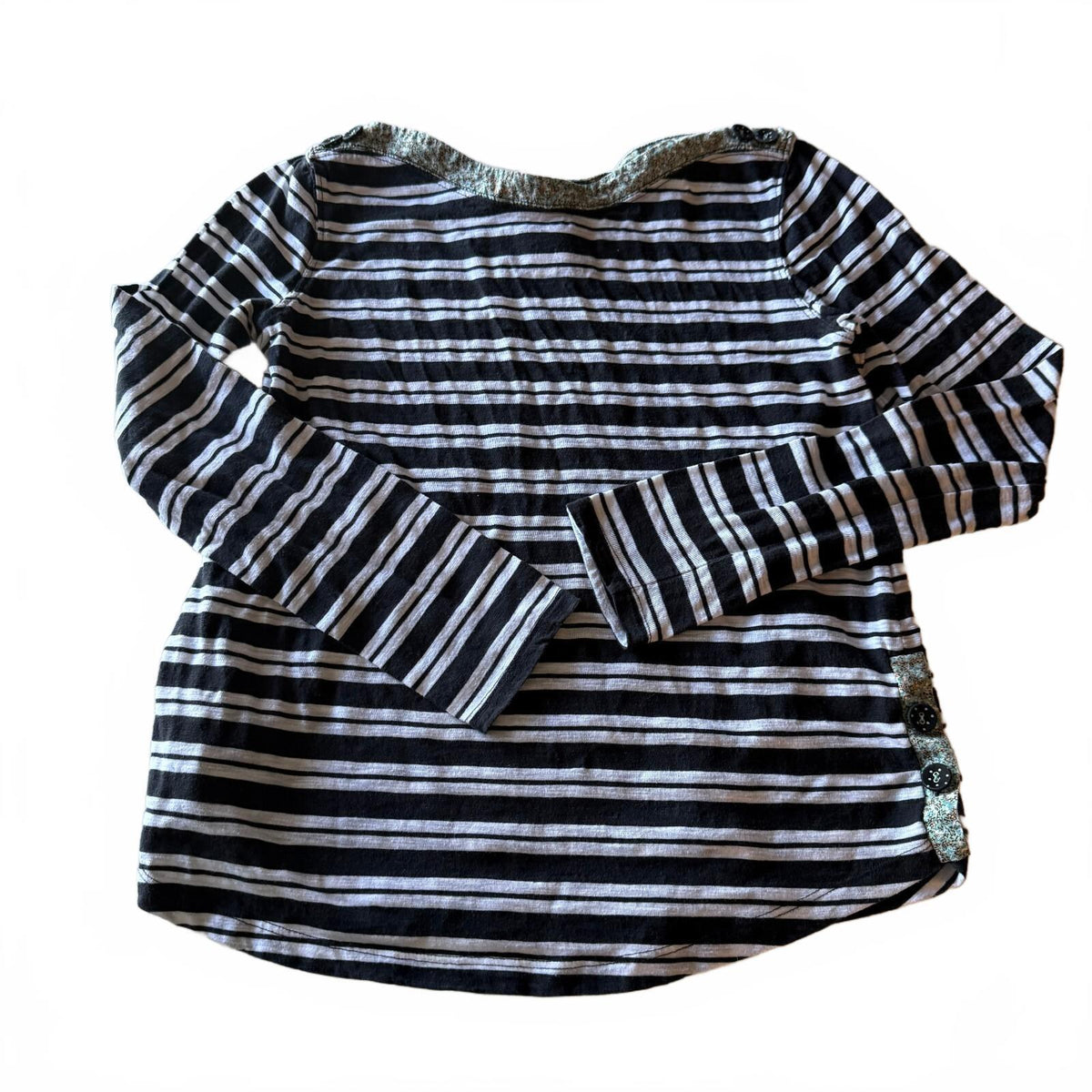 Anthropologie Postmark Sz S Striped Button Trim Boho Twee Top Coastal Grandma