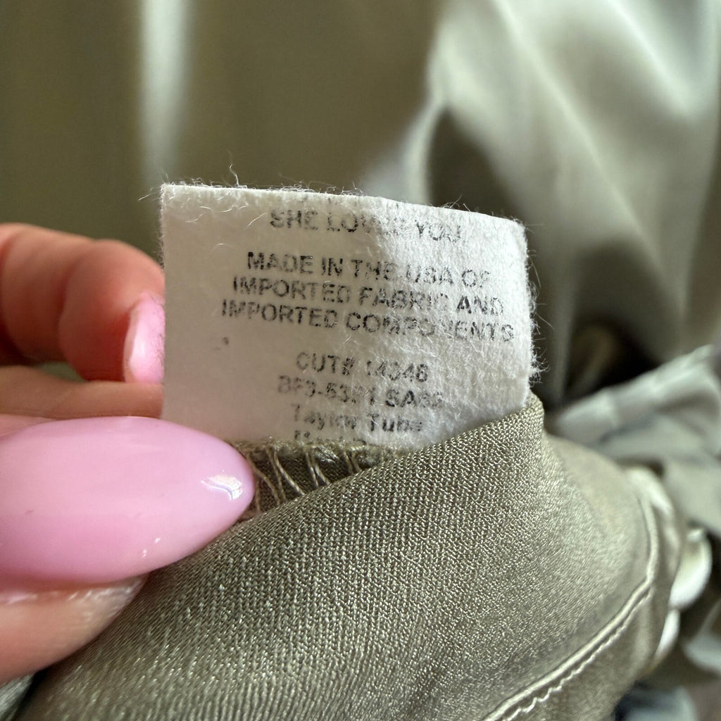Show Me Your Mumu Taylor Strapless Satin Maxi Dress Sage Olive Boho Euro Summer