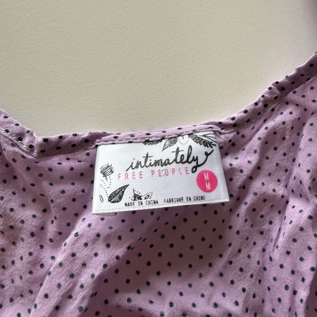 Intimately Free People Medium Purple Polka Dot Dress with Black Zigzag Stripe