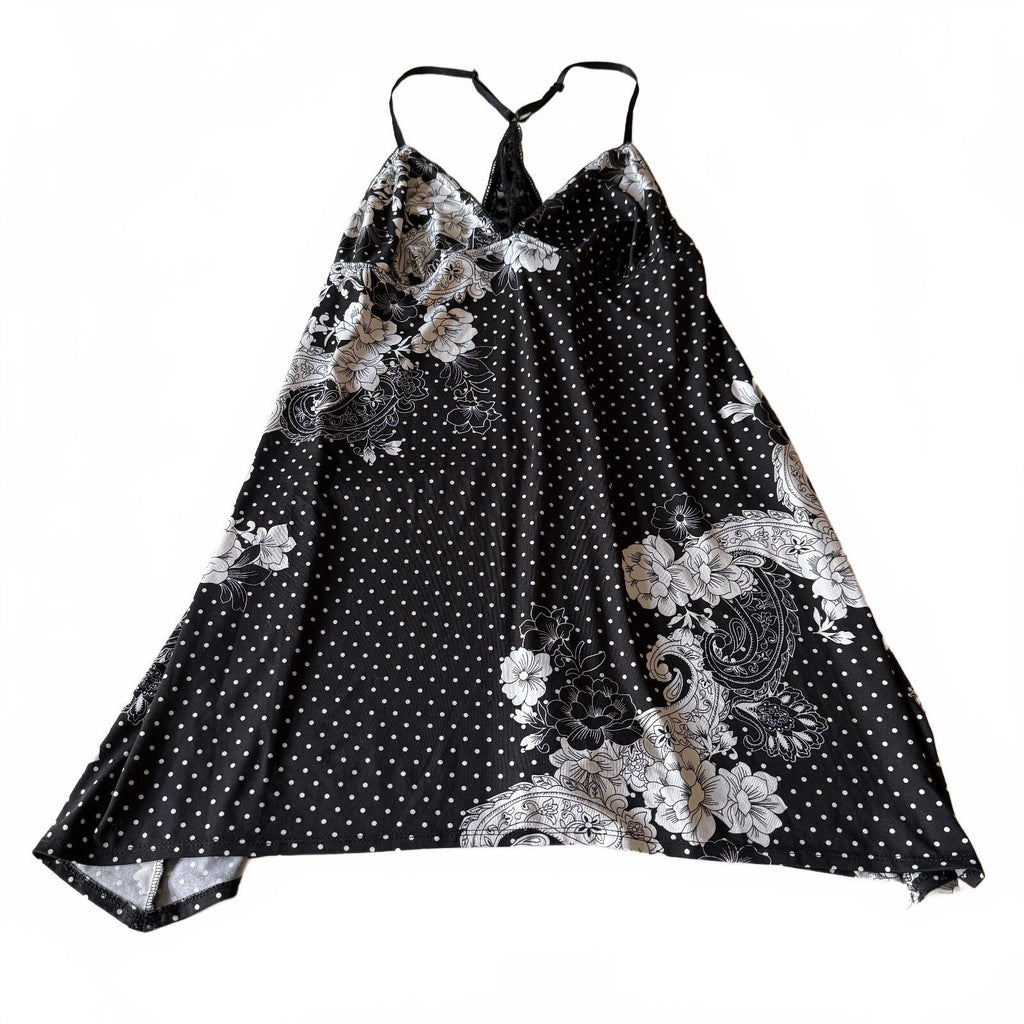 Coquette Women's Polka Dot Slipdress Floral Romantic Racerback Secret Treasures