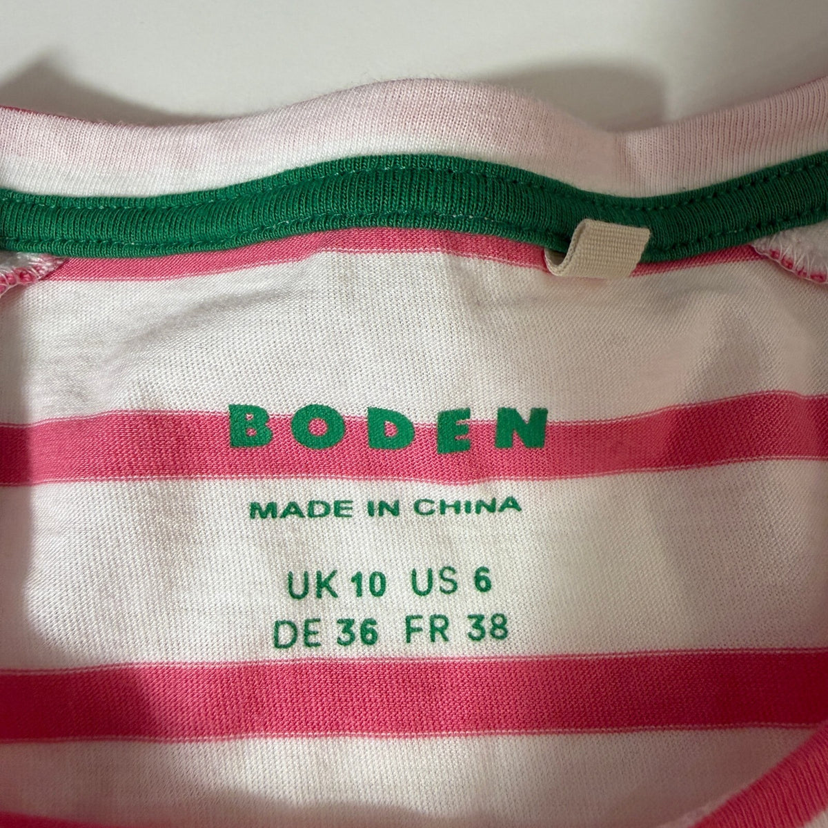Boden Long Sleeve Women's Striped Shirt Pink Coastal Fisherman Quiet Luxury Sz 6