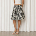 Apt. 9 Women's Black and White Floral Damask A-Line Skirt Size 4 100% Cotton