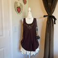 Anne Klein Mermaid Coquette Y2K Sleeveless Beaded Tank Top Cotton Blend