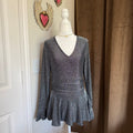 Boho Chic Sparkly Bell Sleeve Silver Mini Dress Gaharu Women's Sz Large
