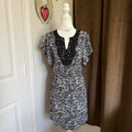 Y2K Inspired Derek Heart Zebra Mini Dress Butterfly Sleeve Elastic Waistband M