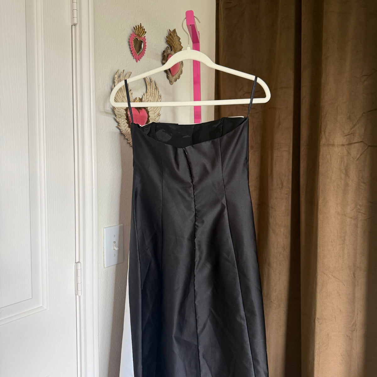 thriftalina Vintage Cache Gold Label Black and White Colorblock Gown Strapless Y2K Sz 6