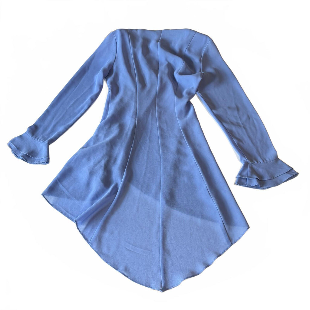 S.L. Fashions Periwinkle Chiffon Waterfall Jacket Rhinestone Ruffle Blingy Sheer