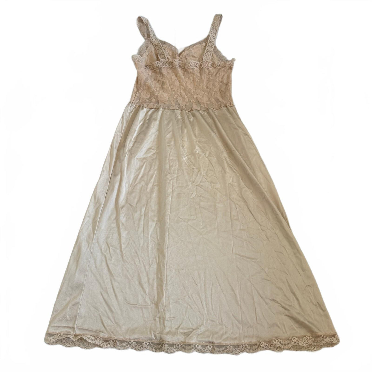Vanity Fair Vintage Nude Lace and Nylon Slip Dress Size 34