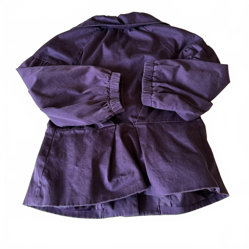 Elle Purple Peplum Jacket Ruffle Collar Balloon Sleeve Coquette Dark Academia S