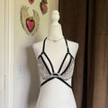 Victoria's Secret Very Sexy 34B Lace Strappy Cage Bra Black White Y2K